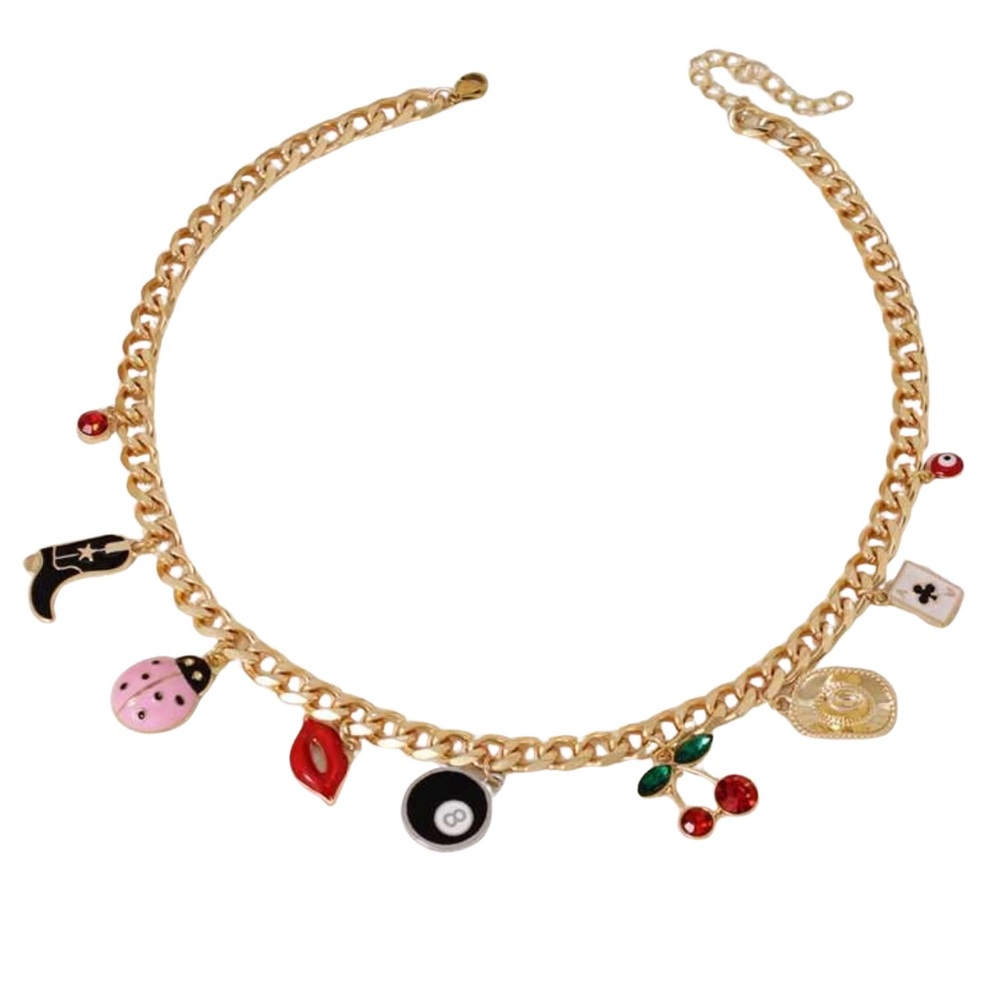 •Flirty and Charmed• Gold Link Charm Necklace